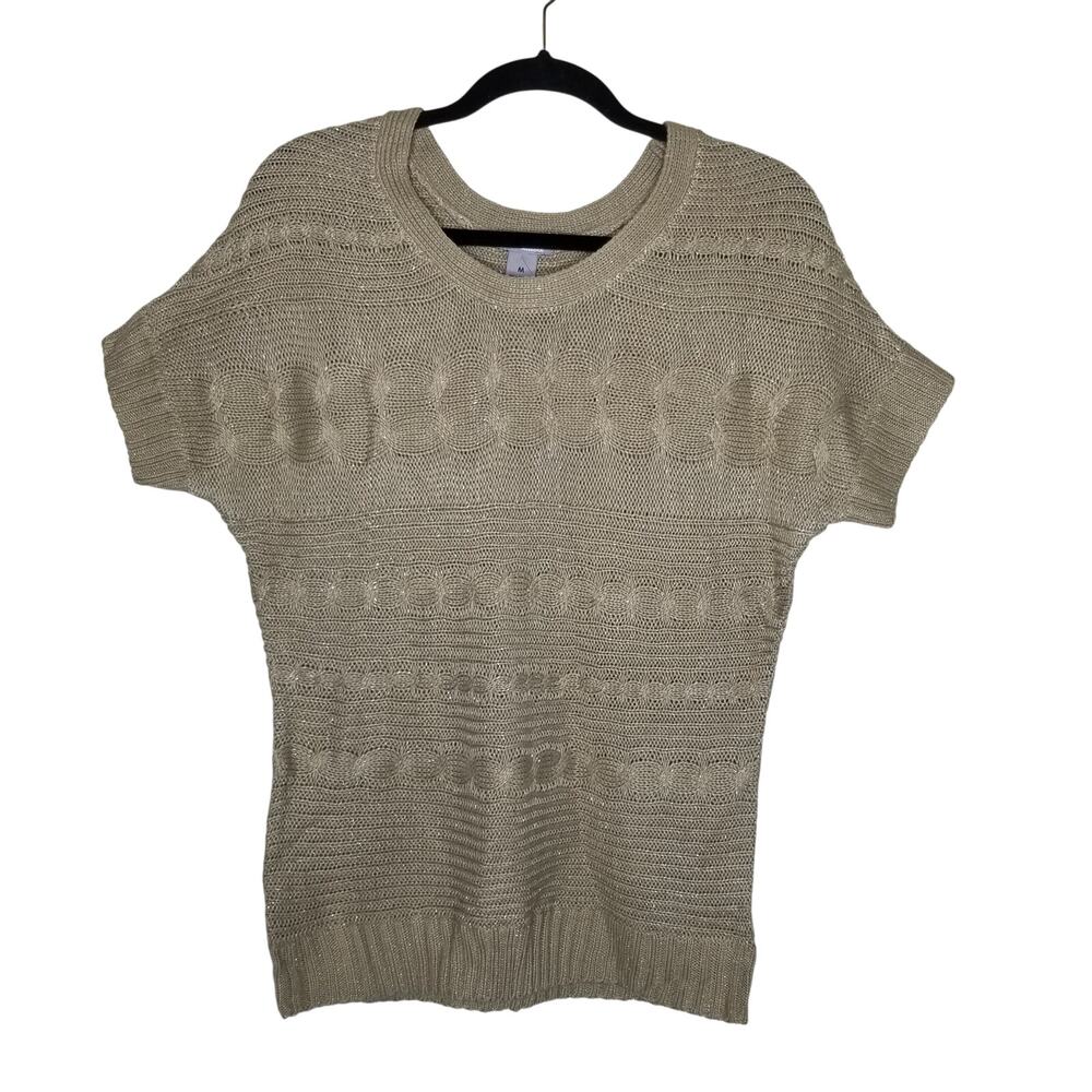 NWT New Directions Weekend Tan Short Sleeve Blouse Size Medium